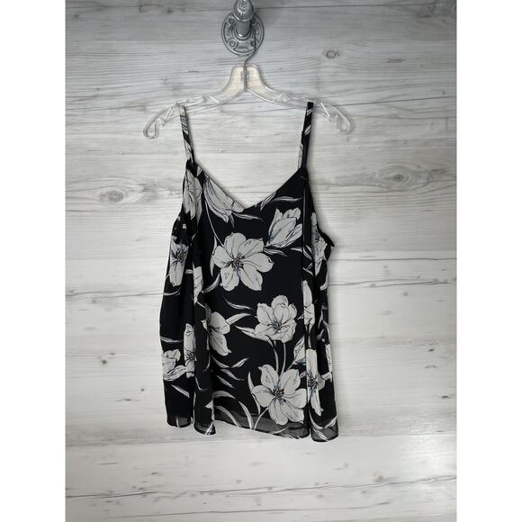 Torrid Sophie Shirt Womens 1X Black Floral Cami Chiffon Lined Adjustable Straps - Picture 1 of 10